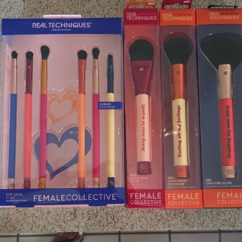 Real Techniques Limited Edition Brush Collection - Pink, Orange, Blue